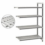 Thumbnail image #3 for Cambro Camshelving® Elements EXA182472V4480 4-Tier Vented Polymer Add-On Shelving Unit, 24"W x 18"D x 72"H, Speckled Gray