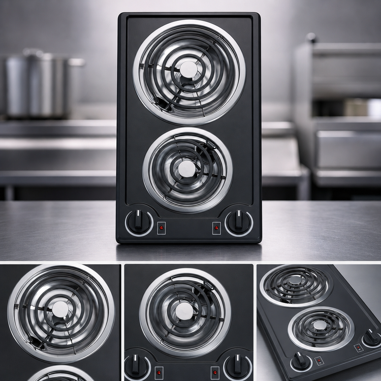Product image #4 for Summit Commercial 12 Inch Two-Burner Electric Radiant Cooktop with Coil Burners