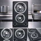 Thumbnail image #4 for Summit Commercial CCE226BL 12-Inch 2-Burner Electric Radiant Cooktop with Coil Burners, Built-In, Black Porcelain, Dial Controls