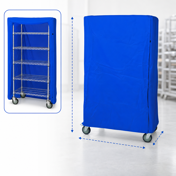 Product image #3 for Quantum 18 Inch D x 36 Inch W x 74 Inch H Blue Nylon Wire Cart Cover with Zipper Flap