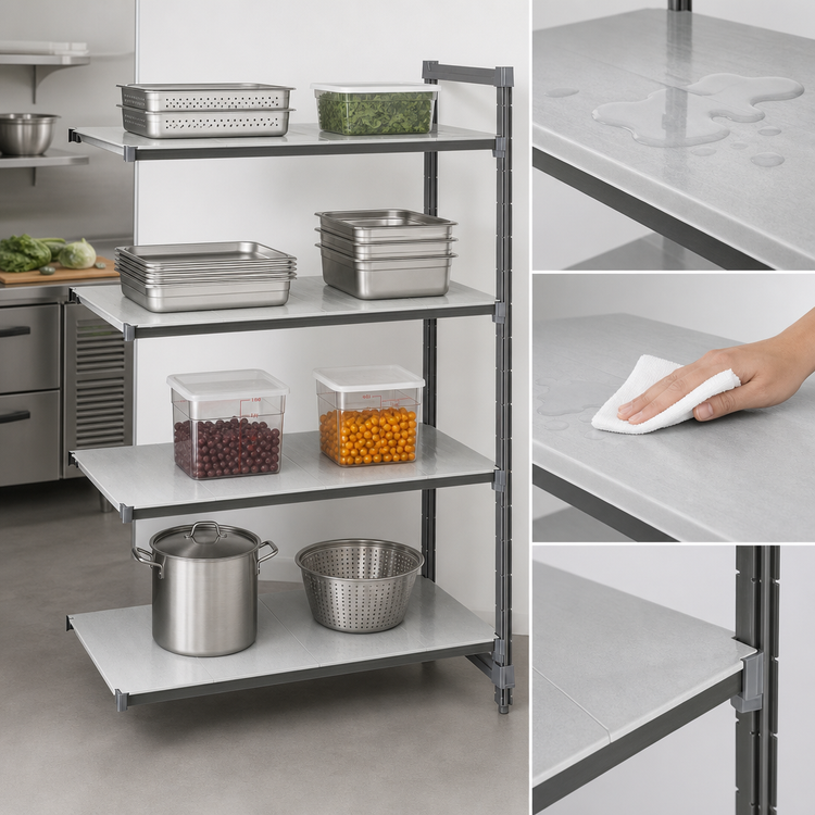Product image #3 for Cambro Camshelving Basics Plus Solid Add-On Polymer Shelving Unit, 18 x 42 x 72 Inch, 4-Tier