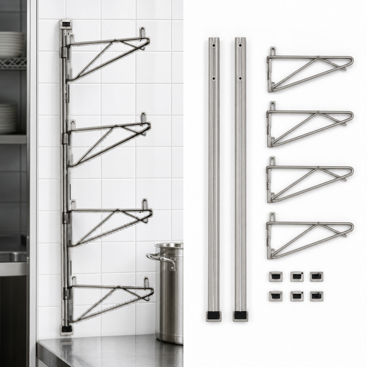 Product image #3 for Eagle Group Valu-Gard Adjustable Post Wire Wall Mount Prepackaged End Unit for 18-Inch Shelves