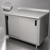Thumbnail image #3 for Advance Tabco Enclosed Work Table with Cabinet Base, Mid-Shelf and Sliding Doors, 108