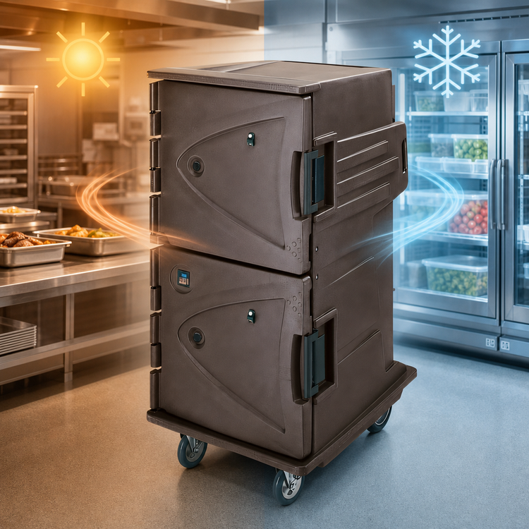 Product image #4 for Cambro Camtherm® Tall Profile Hot/Cold Cart with Double Doors, Granite Sand