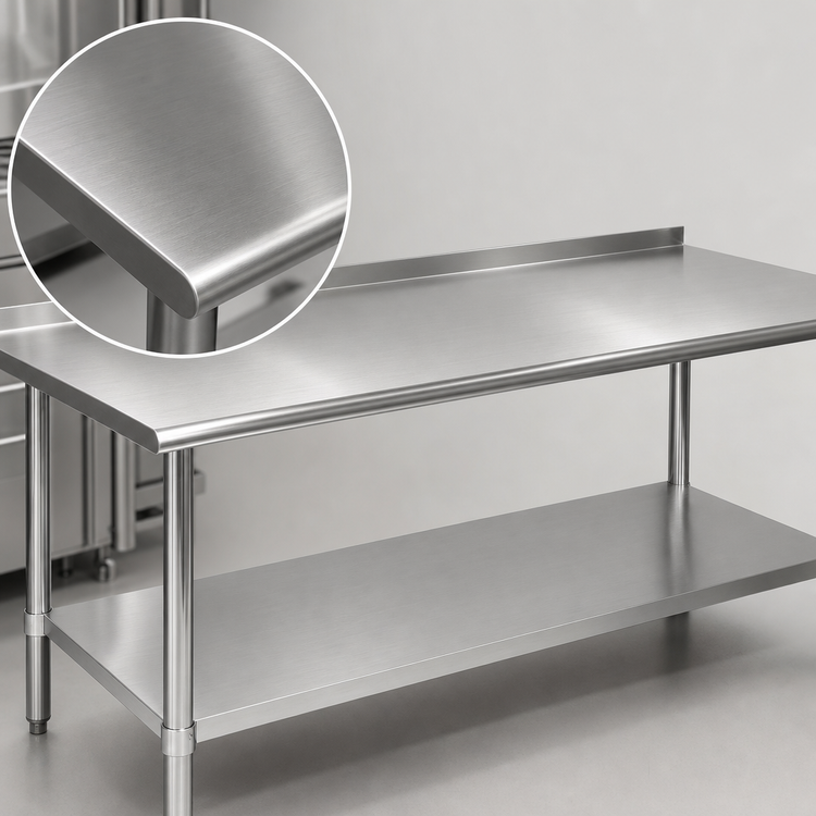 Product image #4 for 72 Inch x 30 Inch Stainless Steel Prep and Work Table with 1.5 Inch Backsplash and Undershelf