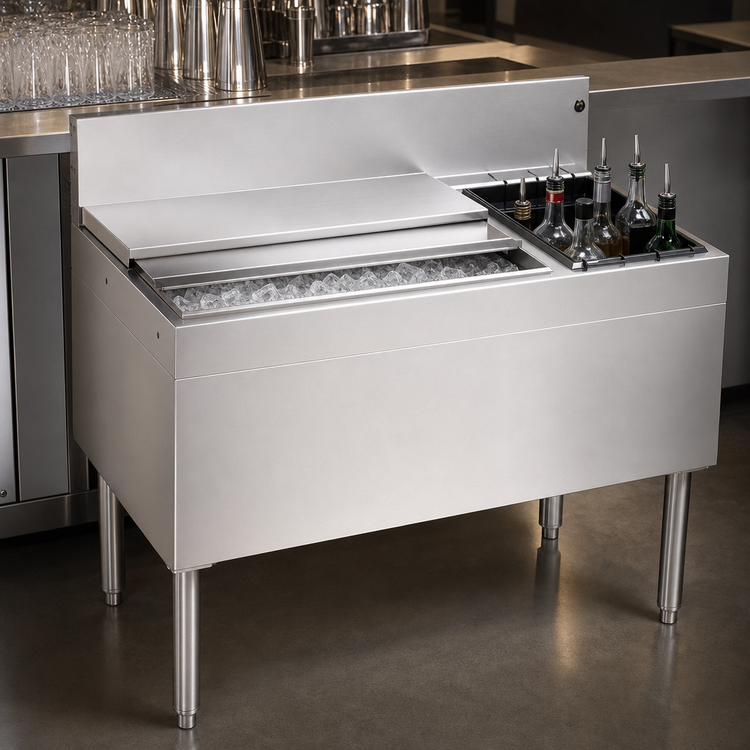 Product image #3 for Glastender 36-Inch Right Bottle Well Combo Ice Bin/Cocktail Unit with 10-Circuit Cold Plate