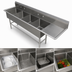 Thumbnail image #3 for Pro-Bowl 4-Compartment 14-Gauge Stainless Steel Sink with Right Drainboard, 18