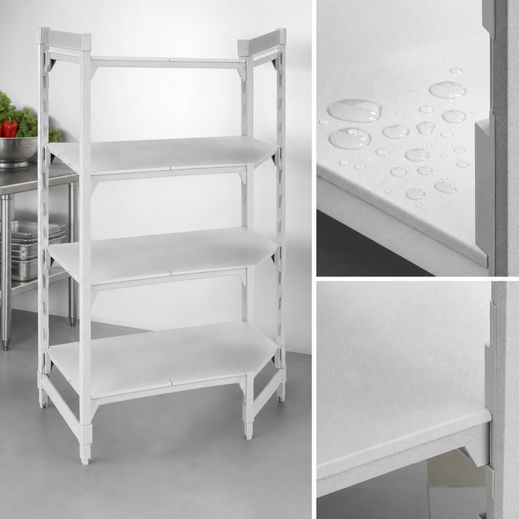 Product image #4 for Cambro Camshelving Premium 4-Tier Solid Stationary Starter Unit, 24" x 54" x 72", Speckled Gray