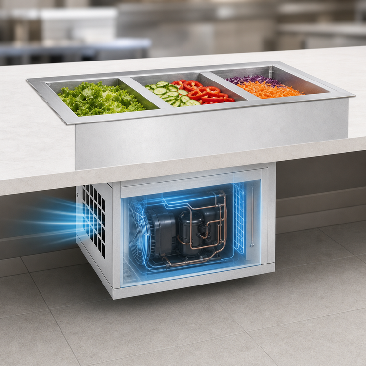 Product image #3 for Atlas Metal WCM-6 Six-Pan Cold Food Drop-In Well with Self-Contained Refrigeration