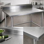 Thumbnail image #3 for John Boos Stallion ST6R5-24144GBK Stainless Steel Work Table, 144 x 24 Inches, 16-Gauge 300 Series Top, 5-Inch Backsplash, Galvanized Open Base