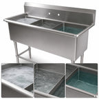Thumbnail image #3 for John Boos Pro-Bowl 3PB204 3-Compartment Stainless Steel Sink, 10-Inch Backsplash, 20 x 20 x 14-Inch Compartments, No Drainboards