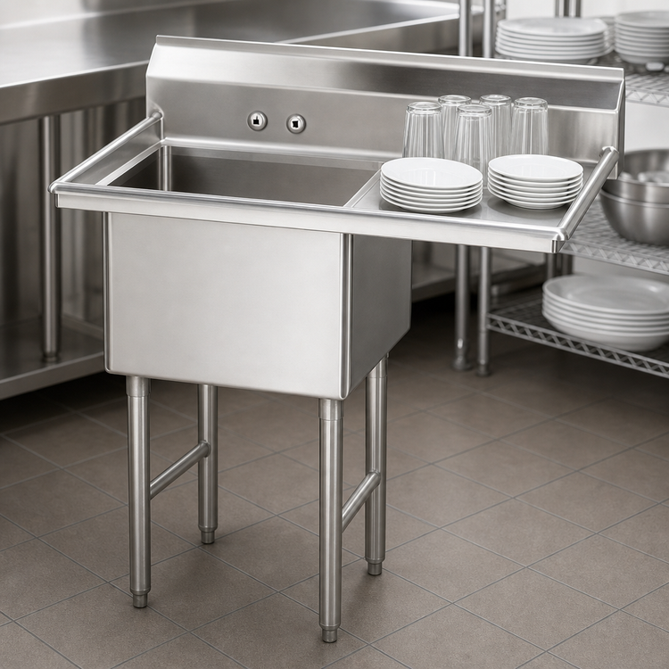 Product image #3 for Advance Tabco Special Value Series 1-Compartment Fabricated Sink with 24-Inch Right Drainboard
