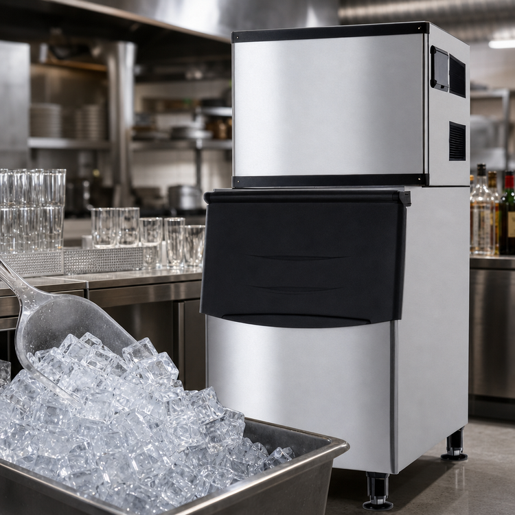 Product image #3 for Omcan USA 500 lb/Day Full Cube Air-Cooled Ice Maker with 375 lb Built-In Storage Bin