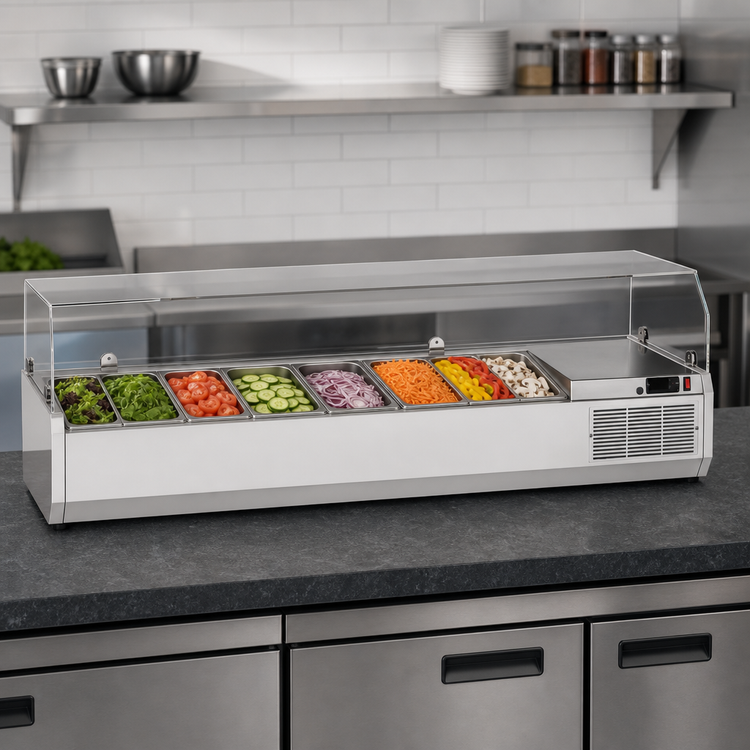 Product image #4 for Turbo Air E-Line 59-Inch Countertop Salad Prep Table with Clear Hood