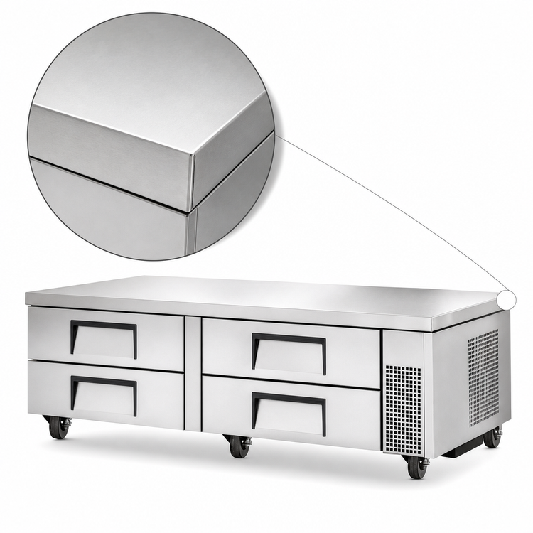 Product image #3 for True 72.38 Inch 4-Drawer Refrigerated Chef Base with Side-Mounted Compressor and Stainless Steel Top