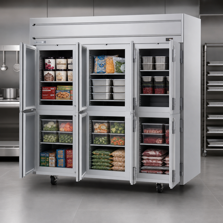 Product image #3 for Beverage-Air Horizon Series Three-Section Reach-In Freezer, 69.1 Cu. Ft., Six Half Solid Doors