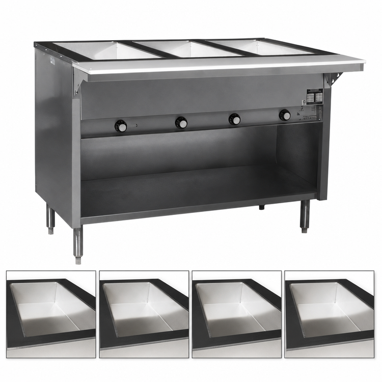 Product image #3 for Spec-Master 63-1/2-Inch Wide Electric Open Base Hot Food Table with 4 Wet/Dry Wells, 120V