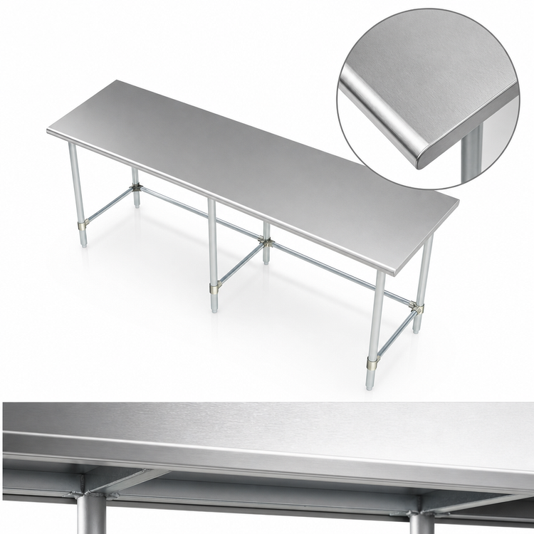 Product image #3 for 108-Inch x 14-Inch Stainless Steel Underbar Work Table with Galvanized Legs