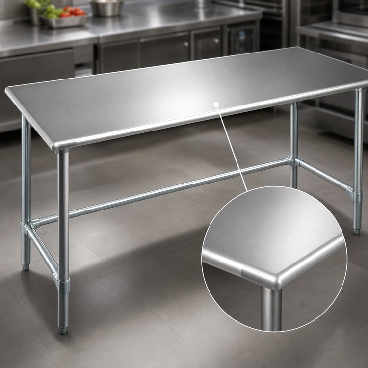 Product image #3 for Eagle Group Deluxe Series 84-Inch x 24-Inch 304 Stainless Steel Flat Top Work Table with Galvanized Tubular Base
