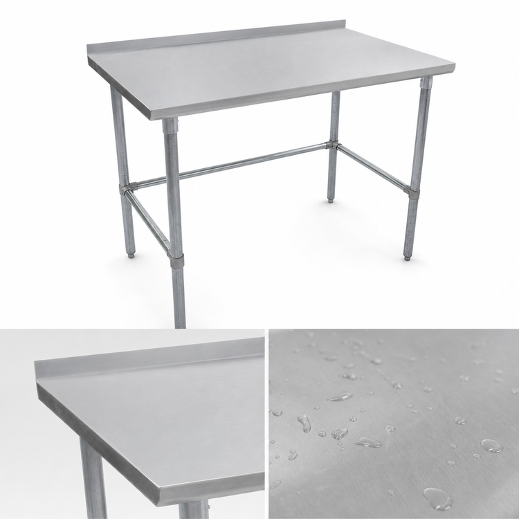 Product image #3 for John Boos Stallion 60-Inch x 30-Inch 14-Gauge Stainless Steel Work Table with 1-1/2-Inch Rear Up-Turn