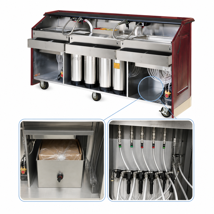 Product image #3 for Architectural Series Mahogany Wood Portable Bar with 50 lb Ice Bin and Sealed-In Cold Plate