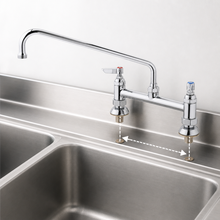 Product image #3 for T&S Brass 8-Inch Adjustable Centers Deck Mount Mixing Faucet with 18-Inch Swing Nozzle