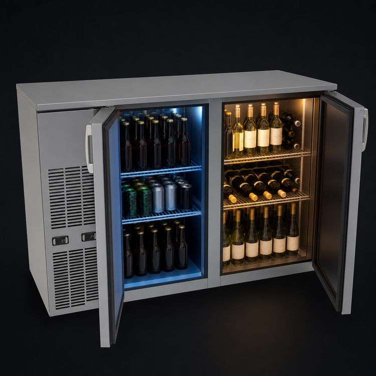 Product image #3 for Glastender C2FB60 Two-Zone Front-Serviced Back Bar Cooler, 60-Inch, 2-Section