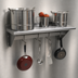 Thumbnail image #3 for Advance Tabco Wall-Mounted Shelf with Pot Rack, 84 Inch x 12 Inch, Stainless Steel, 9 Hooks