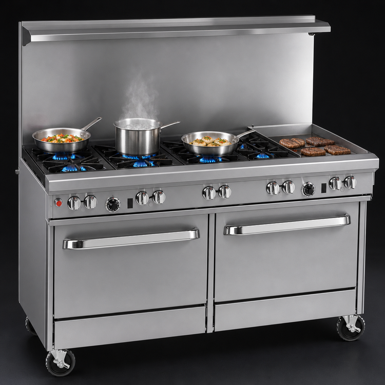 Product image #3 for Southbend Ultimate 60-Inch Gas Restaurant Range with 6 Star/Sauté Burners, 24-Inch Griddle and 2 Convection Ovens