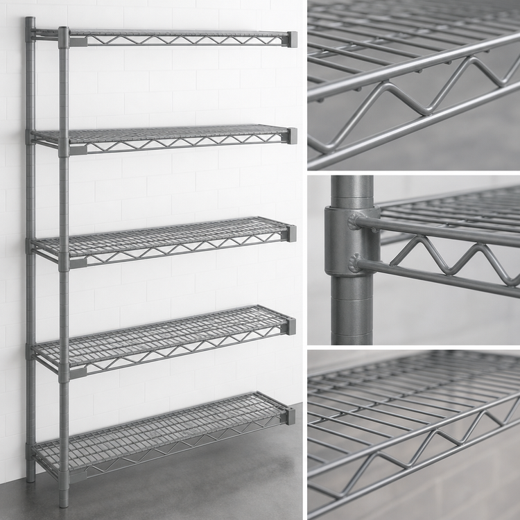 Product image #3 for Eagle Valu-Master 5-Tier Add-On Wire Shelving Unit, 60"W x 24"D x 74"H, Pewter Gray Epoxy