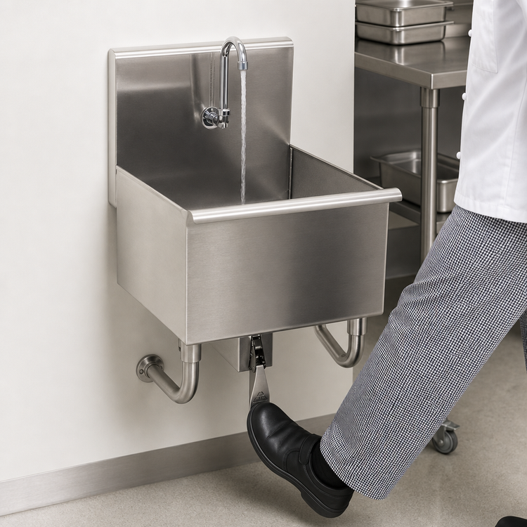 Product image #3 for Advance Tabco 19-18-23KV Single-Station Wall-Mounted Knee-Operated Hand Wash Sink