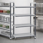 Thumbnail image #3 for Cambro Camshelving® Elements EXA245484S4480 Solid 4-Tier Polymer Add-On Shelving Unit, 24" D x 54" W x 84" H, Speckled Gray