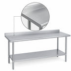 Thumbnail image #3 for Duke Manufacturing 316-24144-2R 144 x 24-Inch 16-Gauge 300-Series Stainless Steel Work Table with 1-1/8-Inch Riser and Galvanized Undershelf