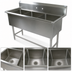 Thumbnail image #3 for John Boos Pro-Bowl 3-Compartment Stainless Steel Floor Model Sink with 20 x 20 x 12 Inch Bowls