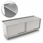 Thumbnail image #3 for John Boos 4CS4R1.5-36120 120"W x 36"D Stainless Steel Enclosed Work Table with Sliding Doors, 14-Gauge 300-Series Top, 1-1/2" Riser
