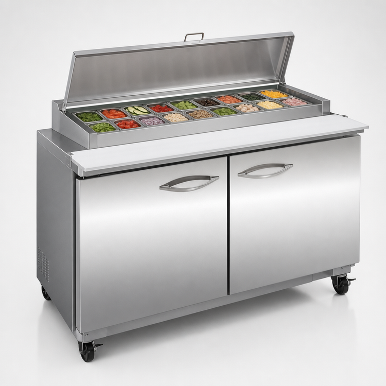 Product image #3 for IKON Refrigeration Mega Top 2-Section Sandwich/Salad Prep Table, 4 Drawers, 18 1/6 Pans, 48.2-Inch Wide