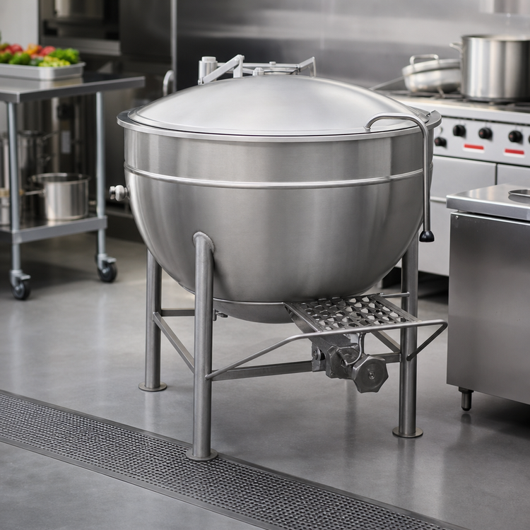 Product image #3 for Legion LS-150 150-Gallon Stationary Direct Steam Kettle with Full Jacket and 304 Stainless Steel Liner
