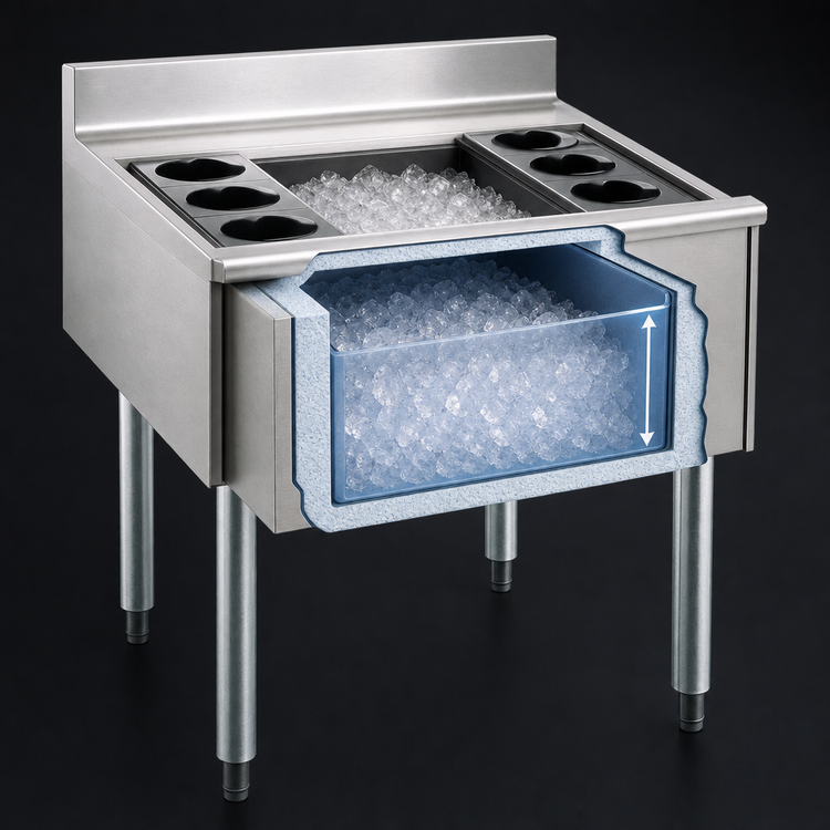 Product image #3 for Eagle Group 2200 Series 40-Inch Underbar Cocktail Unit with 8-Inch Insulated Ice Bin and 7-Circuit Cold Plate
