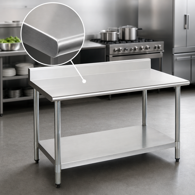 Product image #3 for Deluxe Series 84-Inch x 30-Inch Stainless Steel Work Table with 4-1/2-Inch Backsplash and Undershelf