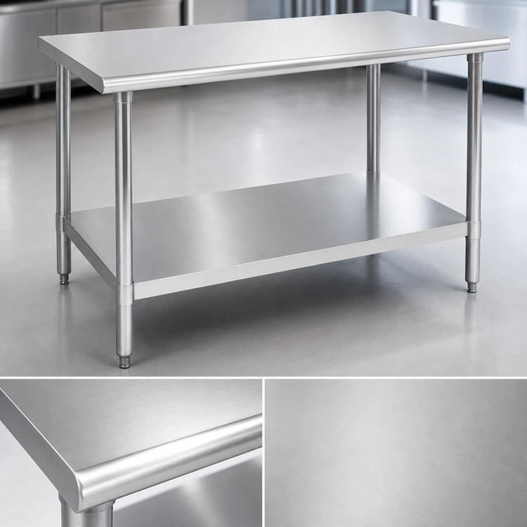 Product image #3 for Eagle Spec-Master 72-Inch x 24-Inch Stainless Steel Flat Top Work Table with Adjustable Galvanized Undershelf