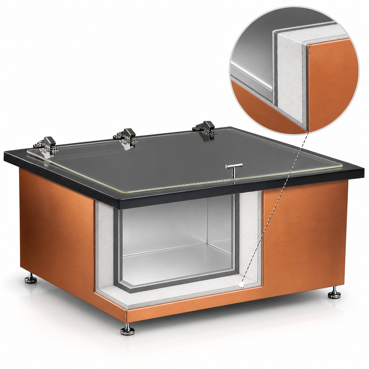 Product image #3 for TableCraft Portable Insulated Double Ice Well with Acrylic Lid, Copper Finish