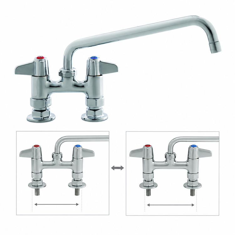 Product image #3 for Equip 4-Inch Deck Mount Manual Mixing Faucet with 14-Inch Swing/Swivel Nozzle and Ceramic Cartridges