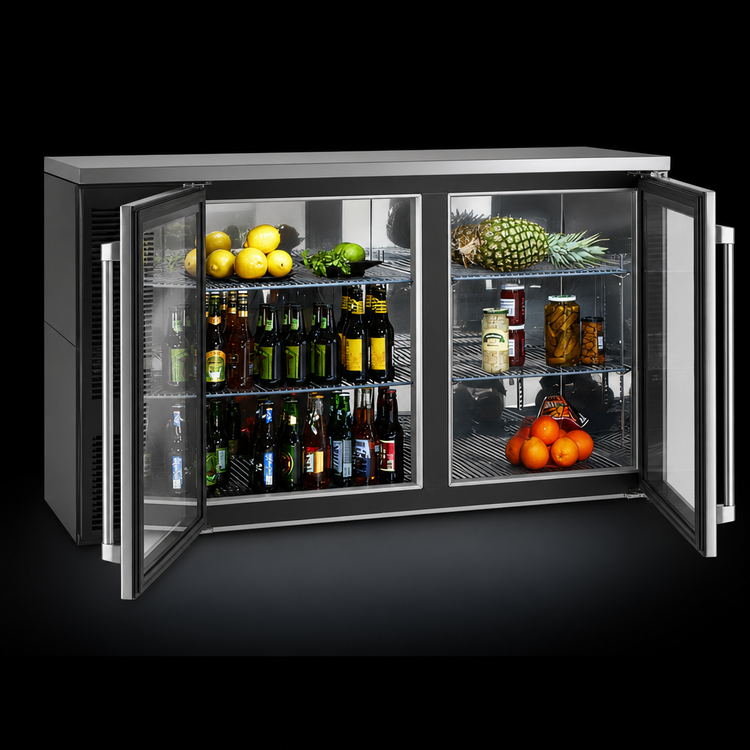 Product image #4 for Perlick BBS60 Two-Door Self-Contained Back Bar Refrigerator, 60-Inch, 16 Cu. Ft., Black Exterior, Stainless Steel Top
