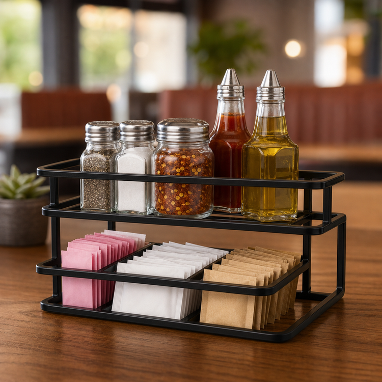 Product image #3 for American Metalcraft 2-Tier Iron Condiment Caddy, Black