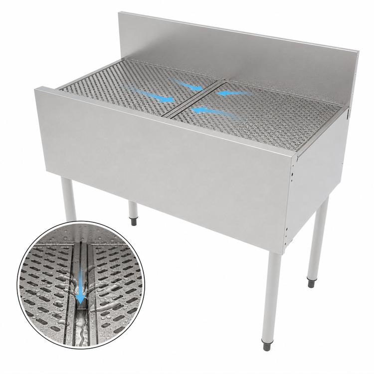Product image #4 for Perlick Top Shelf 36-Inch Freestanding Underbar Stainless Steel Drainboard with 6-Inch Backsplash