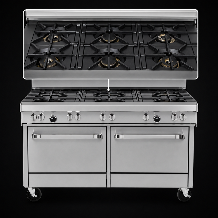 Product image #3 for Southbend Ultimate 60-Inch Gas Restaurant Range with 9 Open Burners and 2 Standard Ovens