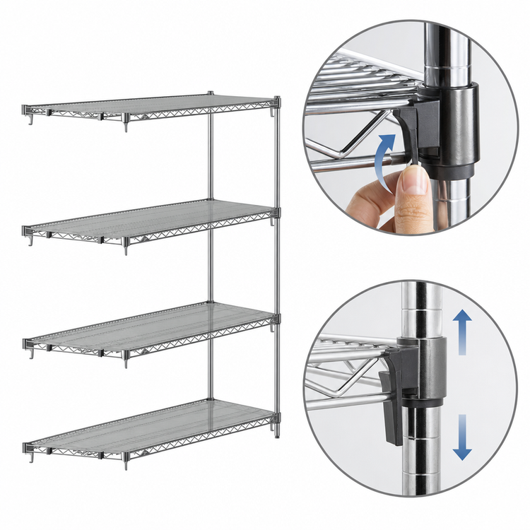 Product image #3 for Metro Super Adjustable Super Erecta Chrome Plated Wire Add-On Shelving Unit, 60 Inches Wide x 18 Inches Deep x 63 Inches High, 4 Shelves