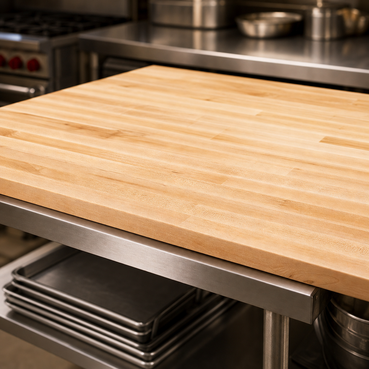 Product image #3 for Boos Block Kitchen Countertop, 84 x 42 x 1-1/2 Inches, Blended Edge Grain Northern Hard Rock Maple, Varnique Finish