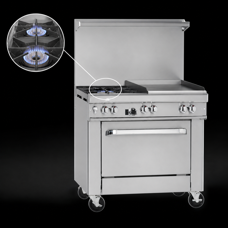 Product image #3 for Southbend Ultimate 36-Inch Commercial Gas Restaurant Range with 2 Non-Clog Burners, 24-Inch Griddle, and Standard Oven