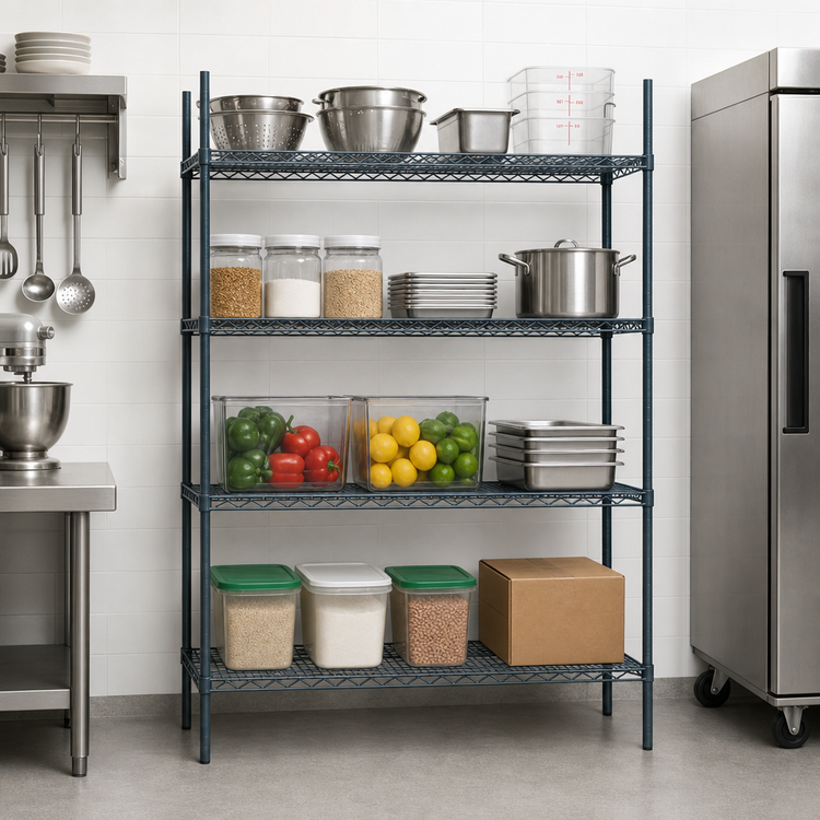 Product image #3 for Mixrite 48 x 24 x 74-Inch 4-Shelf Epoxy Wire Shelving Unit, Slate Gray